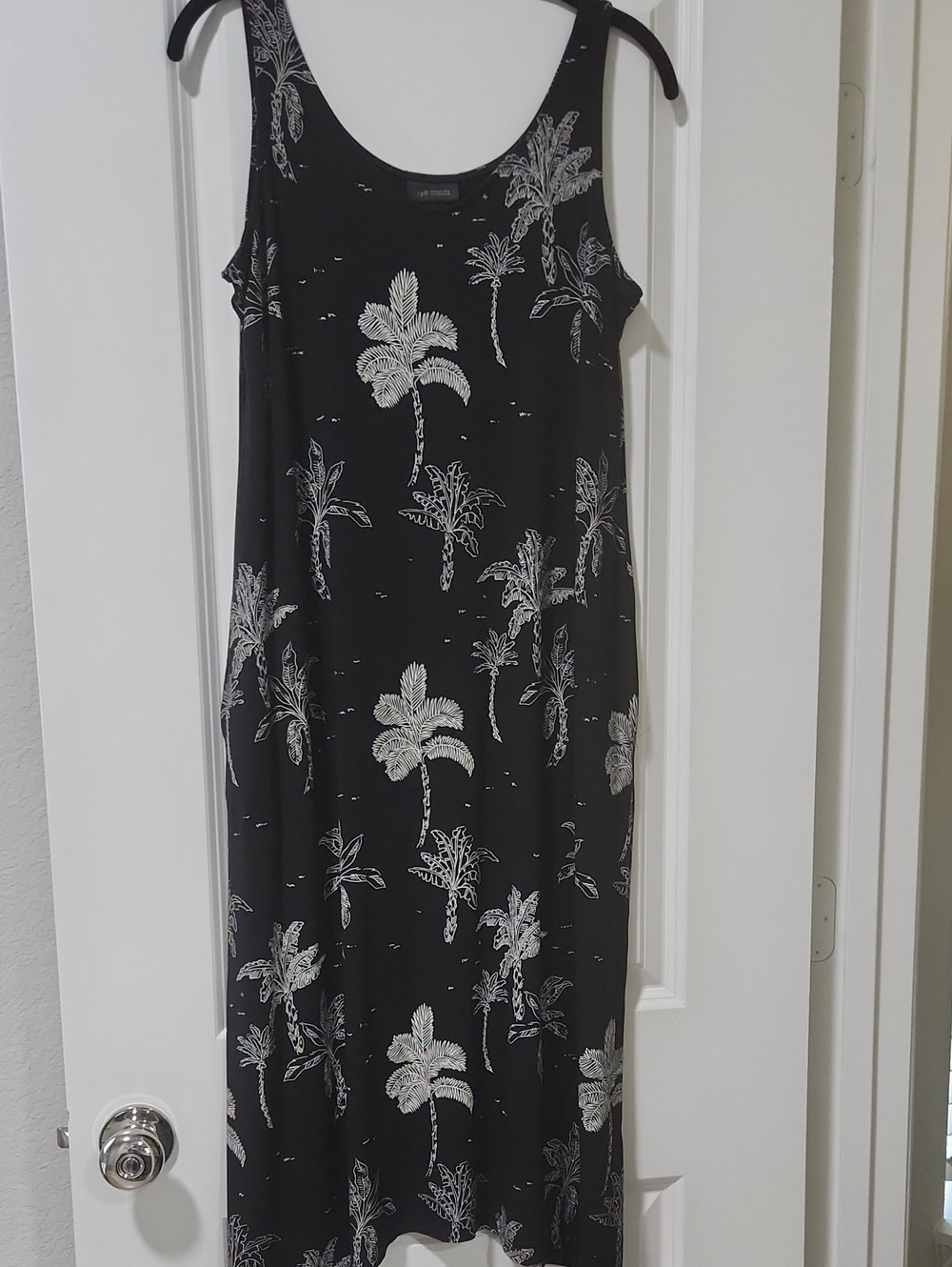 J. Jill Black Maxi Dress with White Palm Print